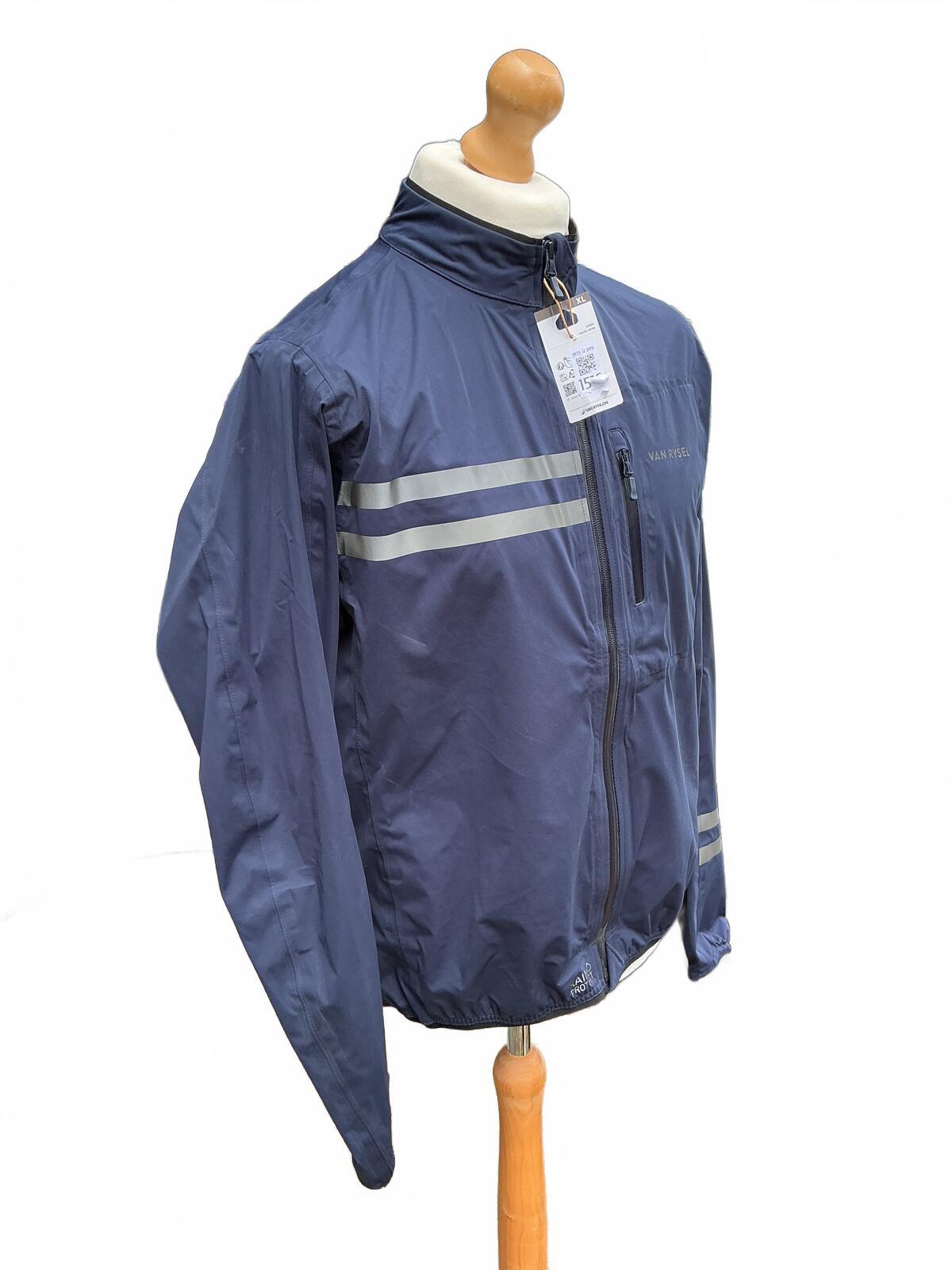Van Rysel Men's Navy Blue Cycling Jacket Size Regular Xl Reflective Stripes