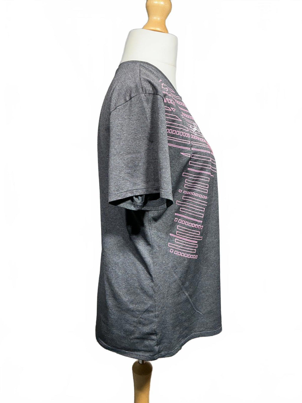 Grey Short Sleeve T-Shirt with Pink 'Go Fight Cure' Print