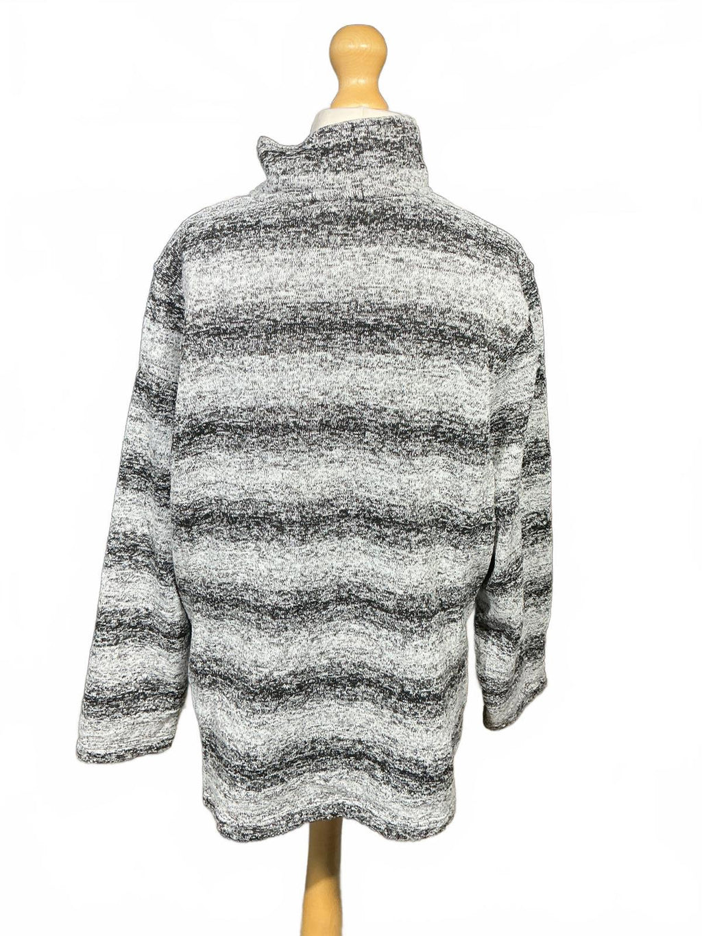 Women's Grey and Black Striped Quarter Zip Pullover