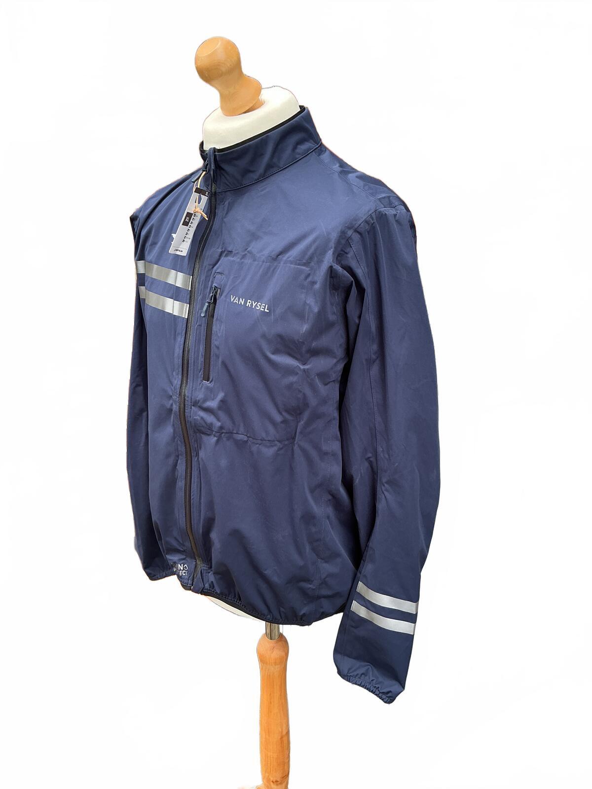Van Rysel Men's Navy Blue Cycling Jacket Size Regular Xl Reflective Stripes