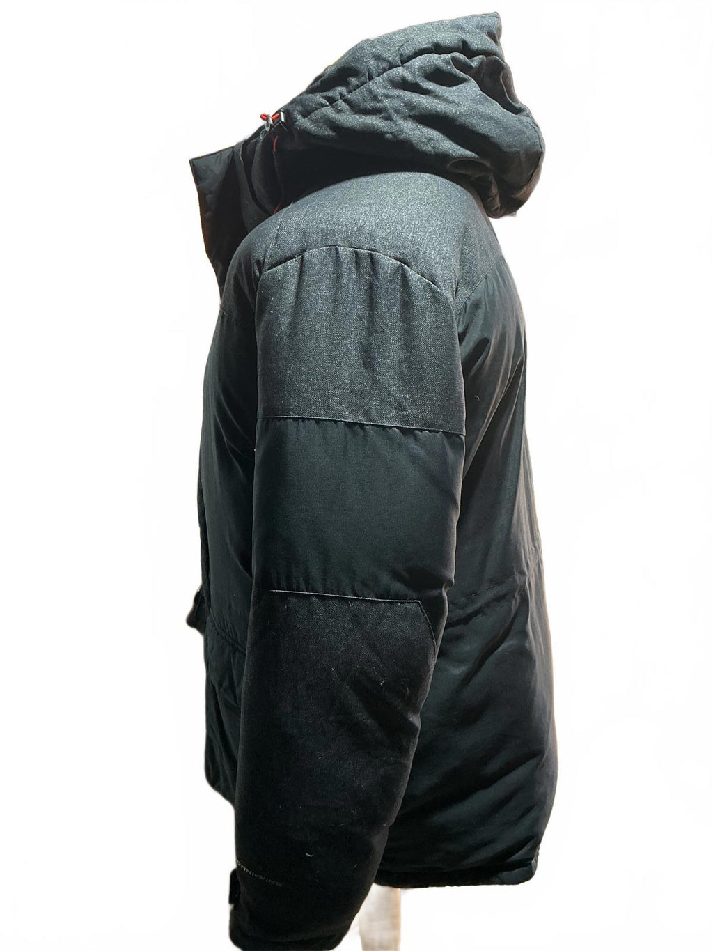 Columbia Men's Hooded Puffer Jacket XL Gray Black VeryGood