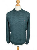 Men's Dark Green Cable Knit Crew Neck Sweater Crew Company