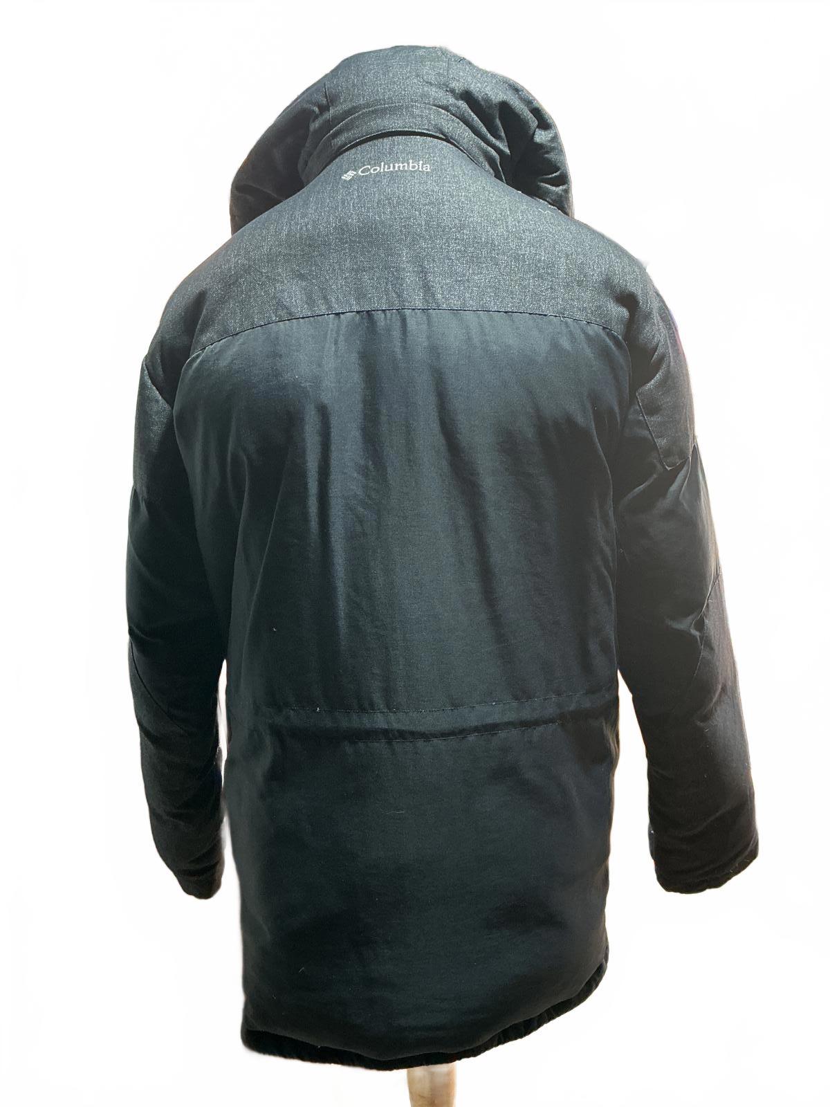 Columbia Men's Hooded Puffer Jacket XL Gray Black VeryGood
