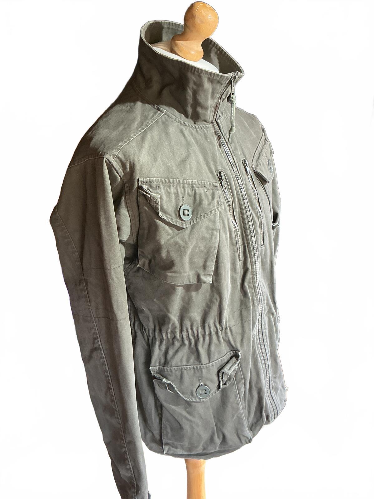 Vintage Boxfresh Men's Utility Jacket Size Medium Green Military Style Casual