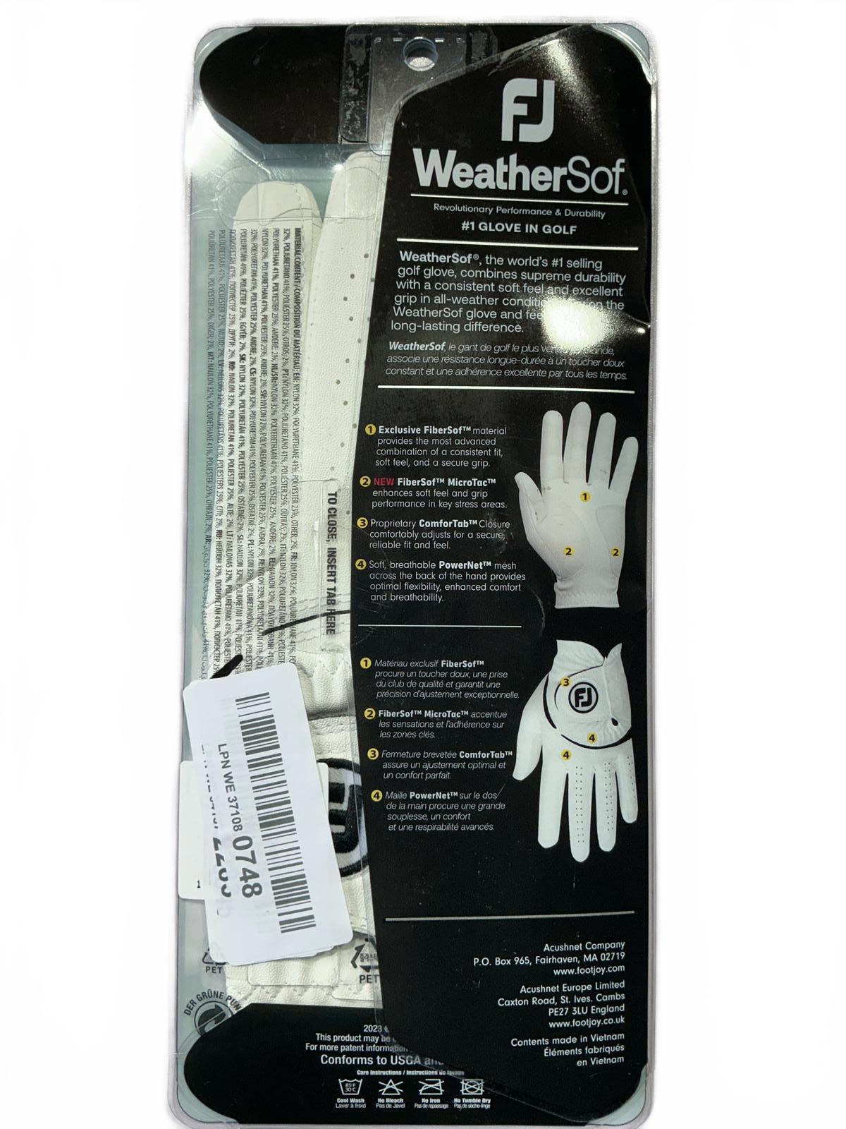 FootJoy WeatherSof Women's Right Large Golf Glove
