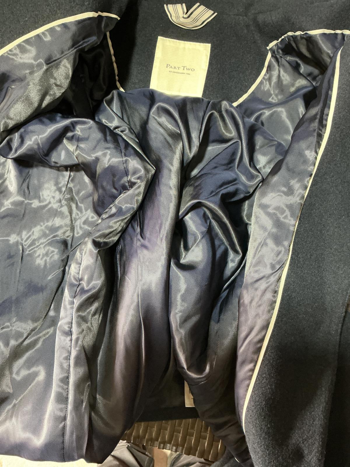 Ladies Black Part Two Button up Lined Wool Coat Size 10/36/Small