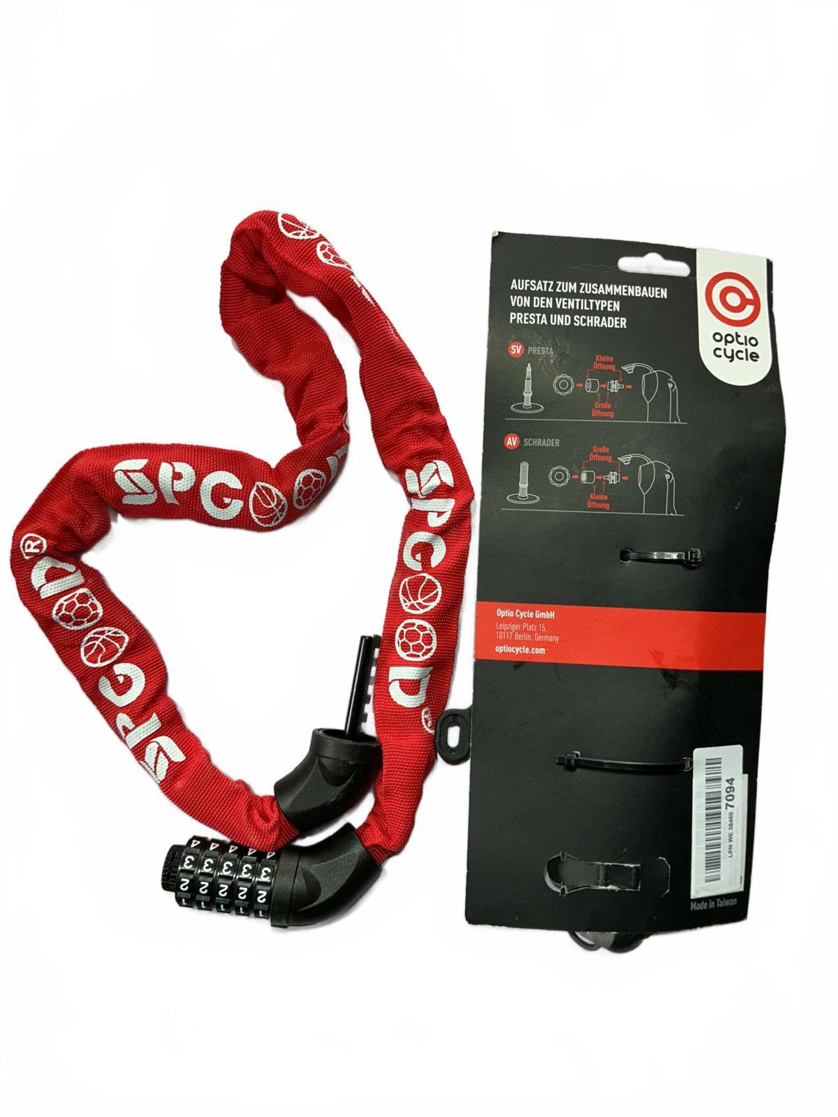 Optio Cycle Mini Luftpumpe Pocket Mini Pump Bicycle Pump with Lock and Red Chain