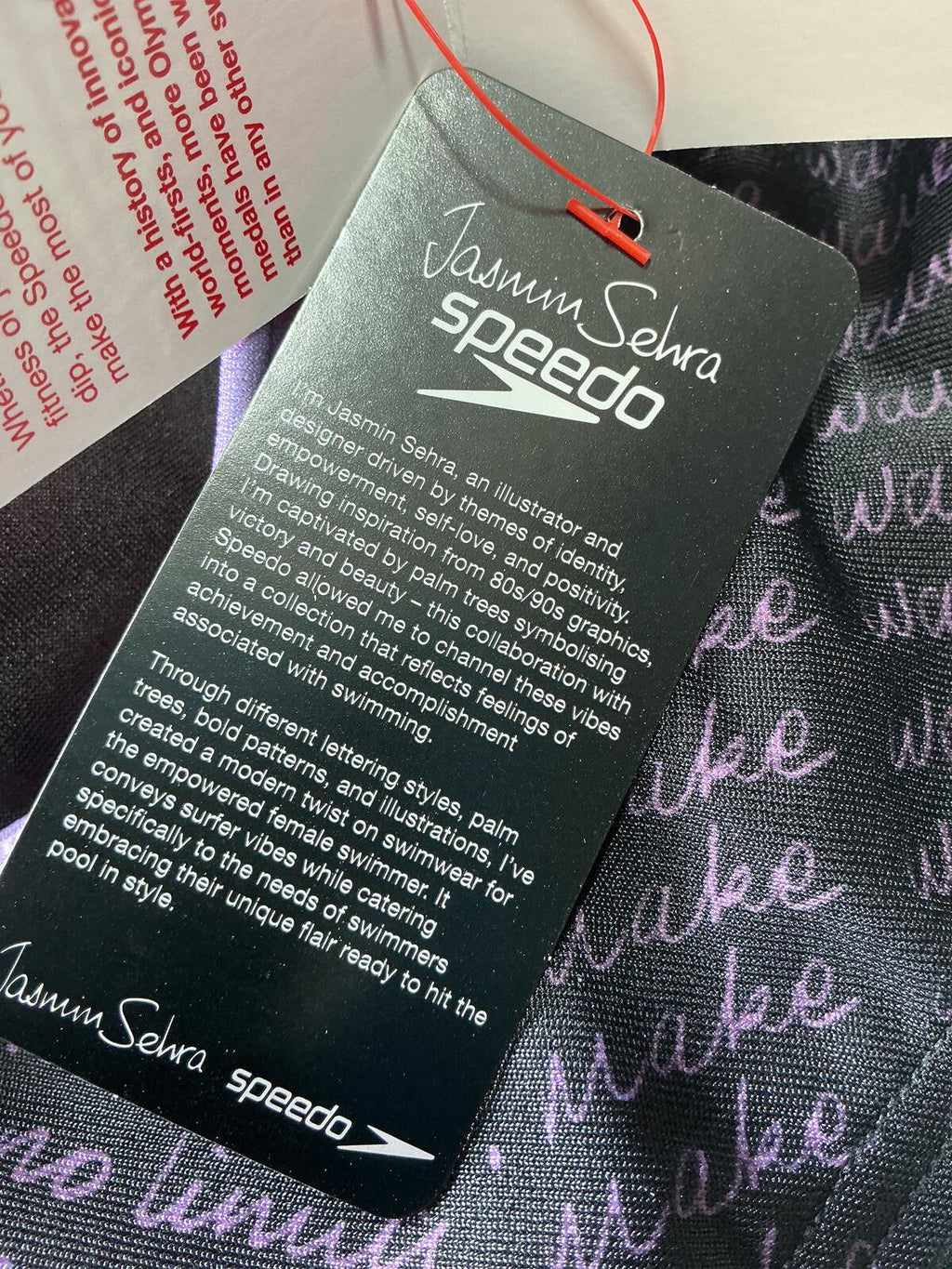 Speedo x Jasmine Sehra Black and Purple One-Piece Swimsuit Size Regular 14