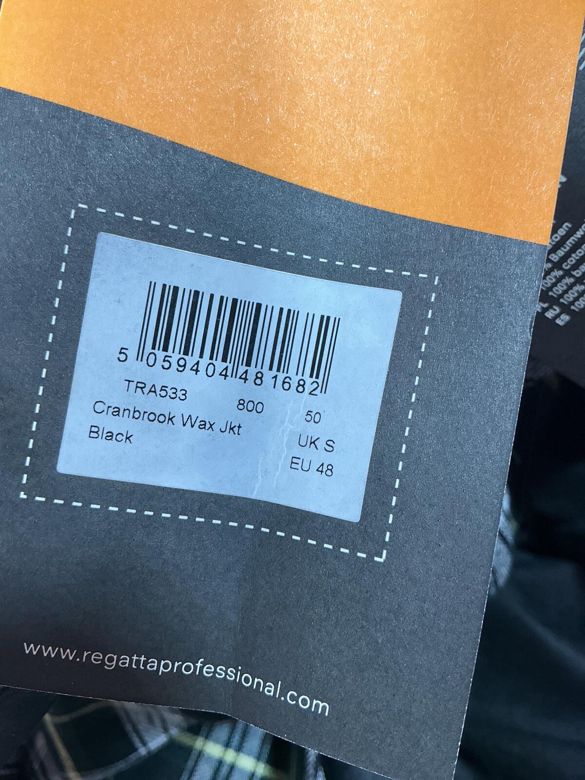 *NEW* Regatta Professional Cranbrook Wax Jacket Black UK S / EU 48