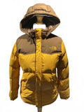 The North Face Women's Puffer Jacket Insulated Hood Yellow Brown Very Good