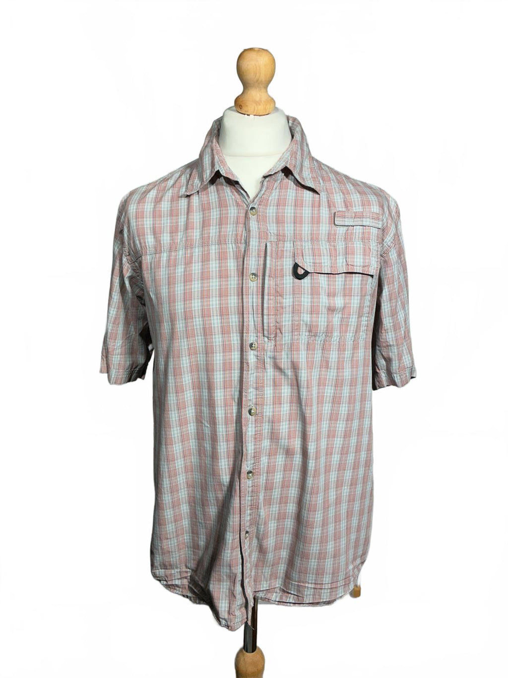 Men's Casual Hiking Short Sleeve Checkered Shirt