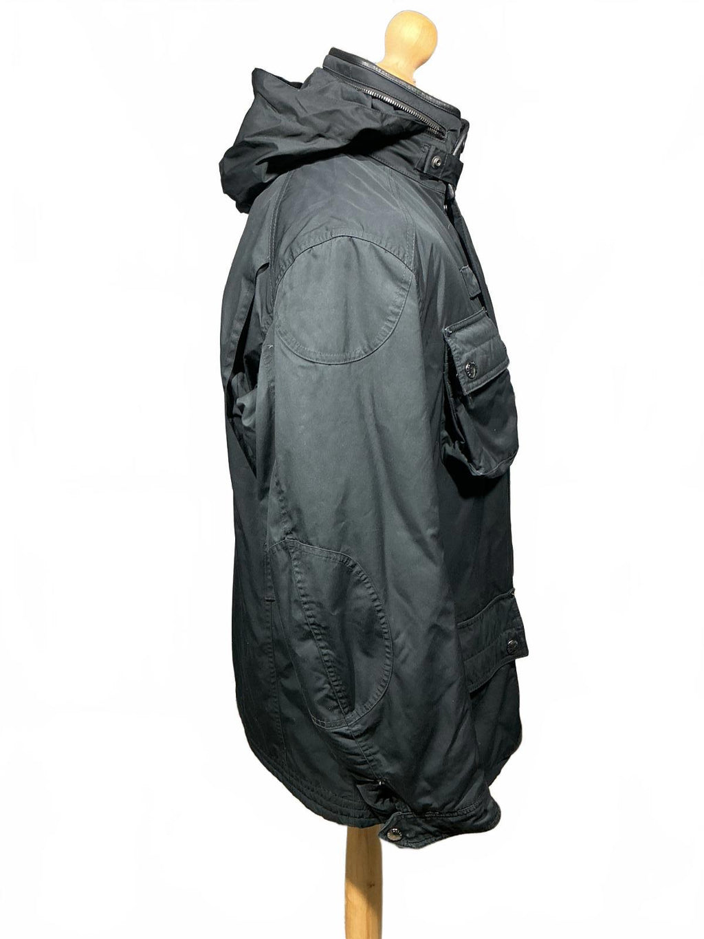 Black Men's Utility Ralph Lauren Jacket with Multiple Pockets and Hood