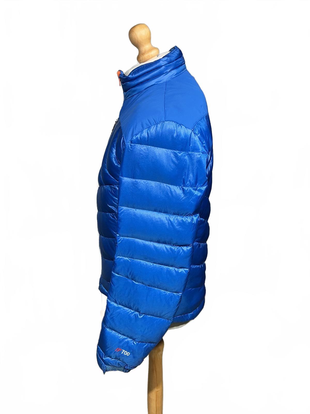 Mountain Equipment Men's Blue Puffer Jacket with Orange Zipper