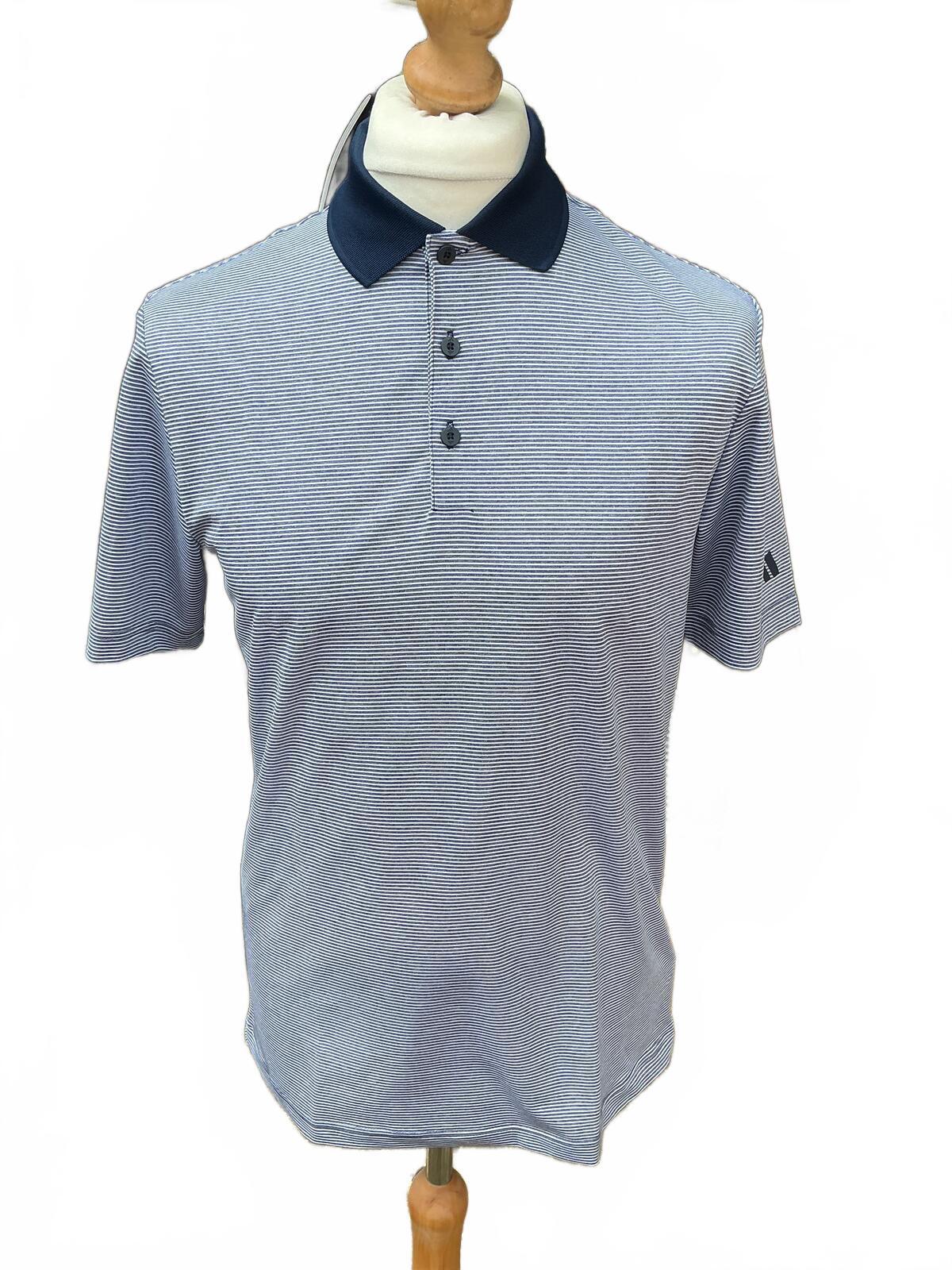 Adidas Men's Polo Shirt Small Light Blue with Navy Collar Golfwear Activewear