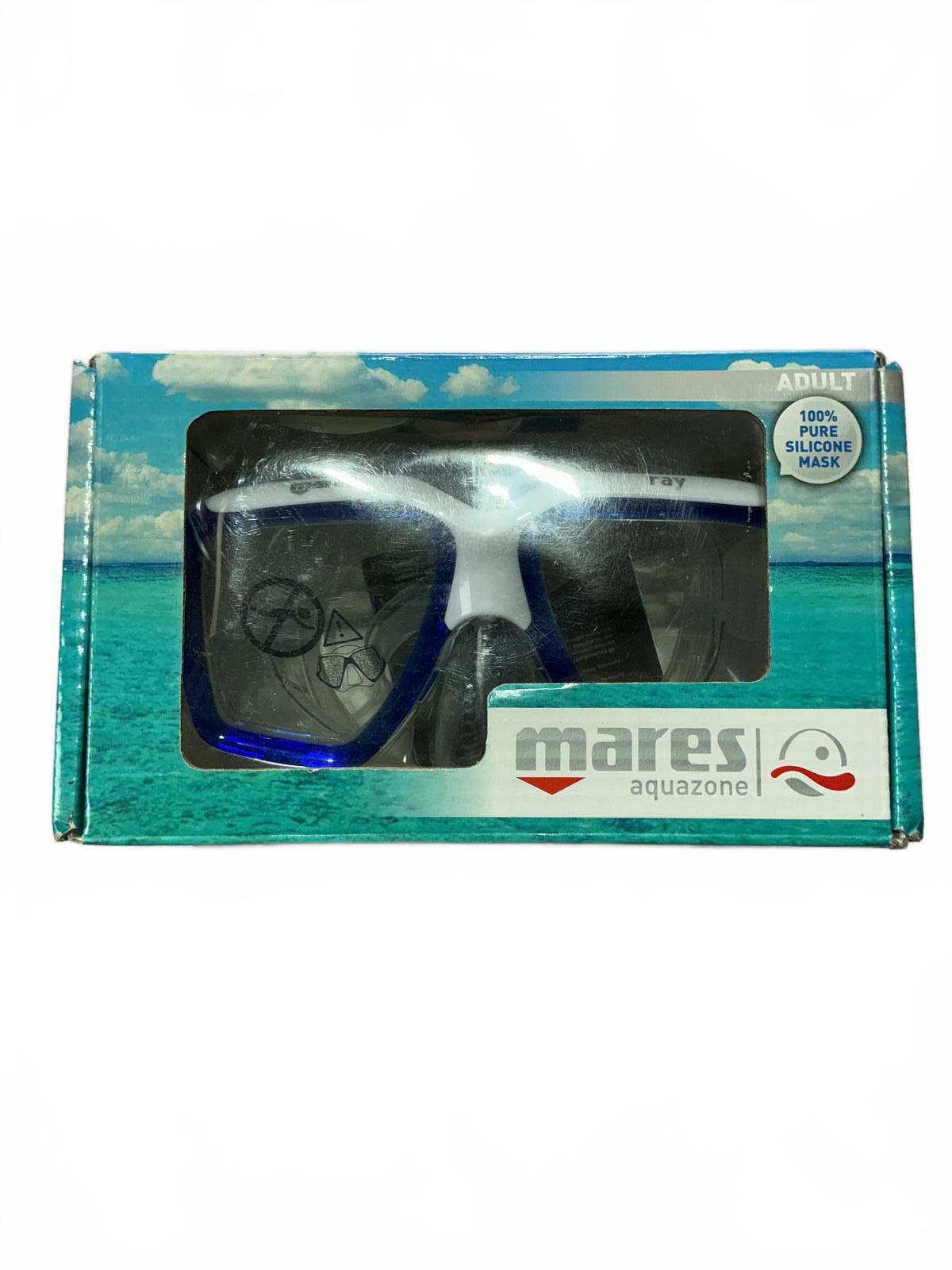 Mares Ray Aquazone Adult Silicone Snorkel Mask Blue and White Size Adult
