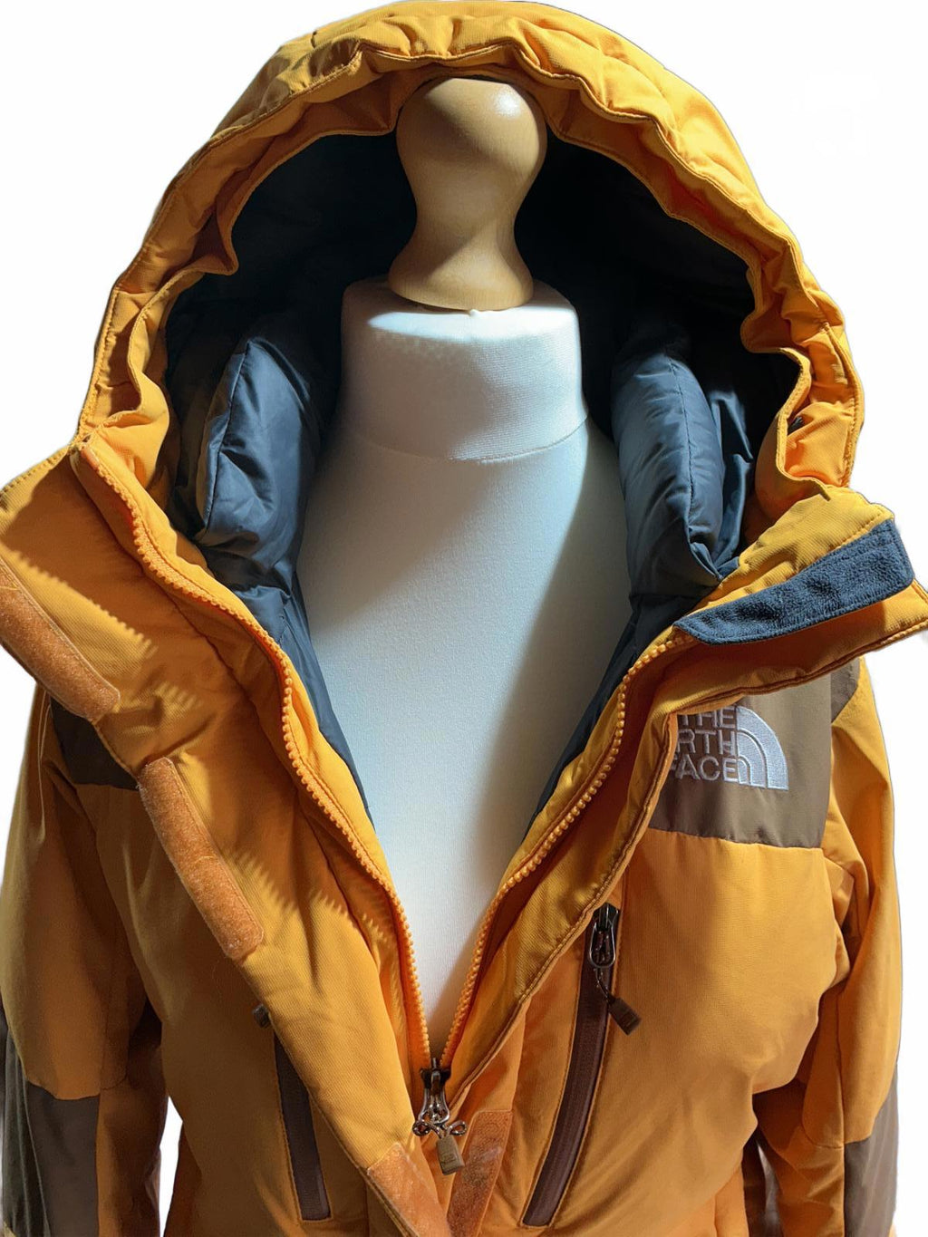 The North Face Ladies Yellow and Brown Puffer Jacket with Hood