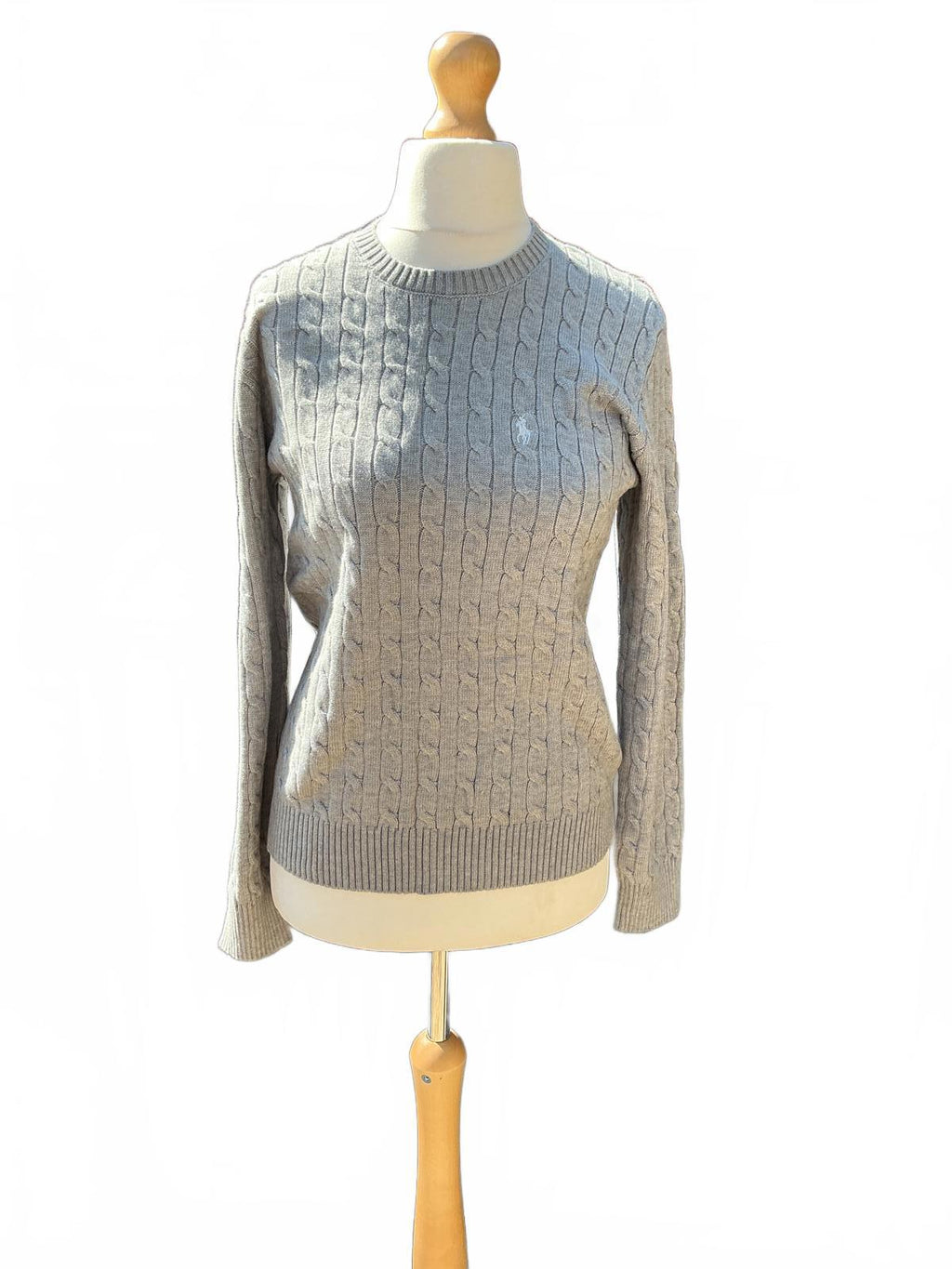 Ralph Lauren Grey Cable Knit Jumper Size Regular L Classic Style Warm