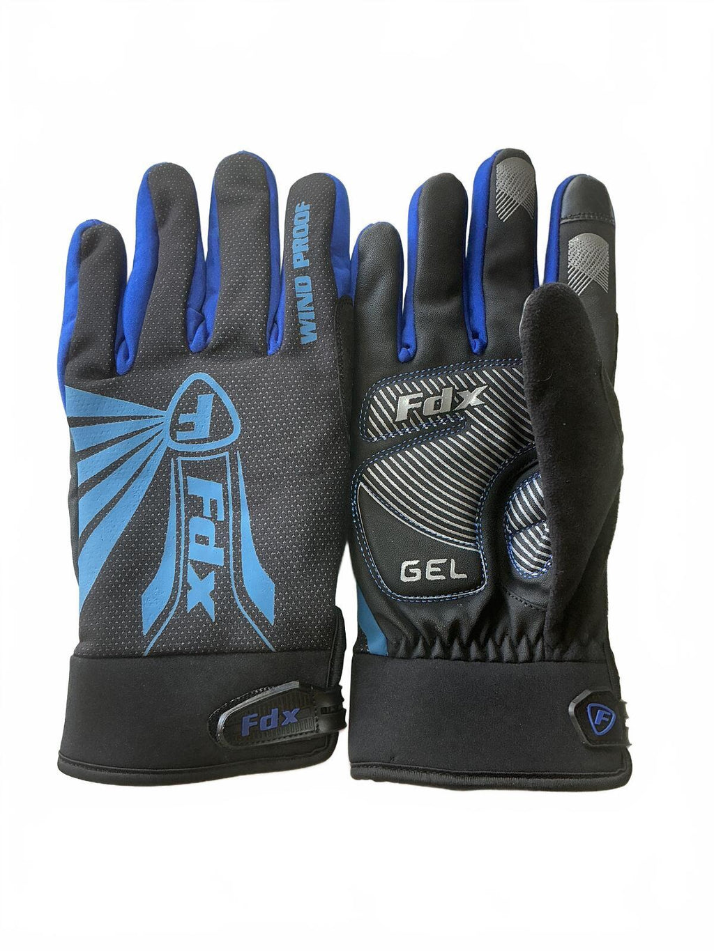 Fdx XXL Gel Padded Black and Blue bike Gloves with Wind Proof Feature