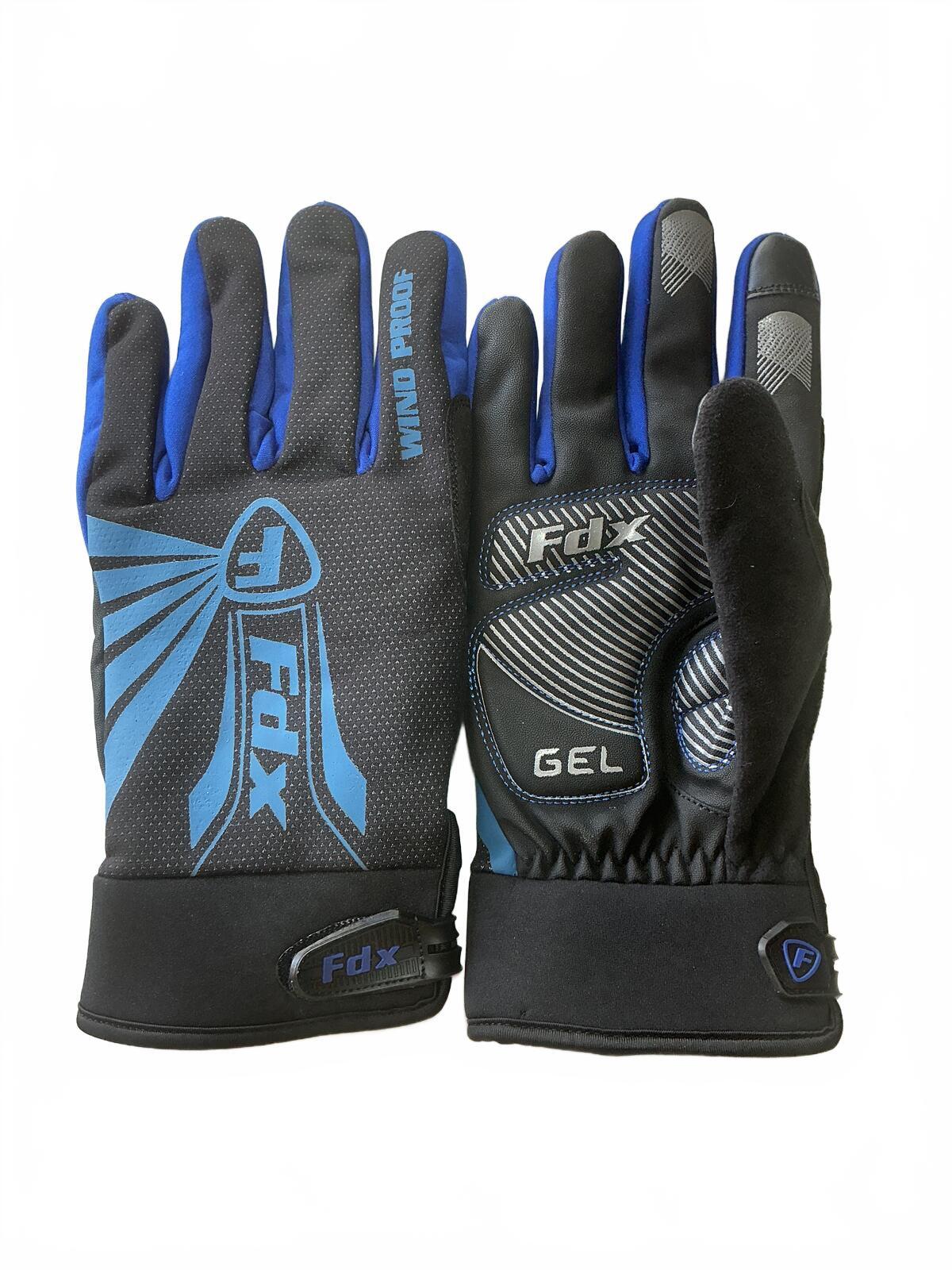 Fdx XXL Gel Padded Black and Blue bike Gloves with Wind Proof Feature