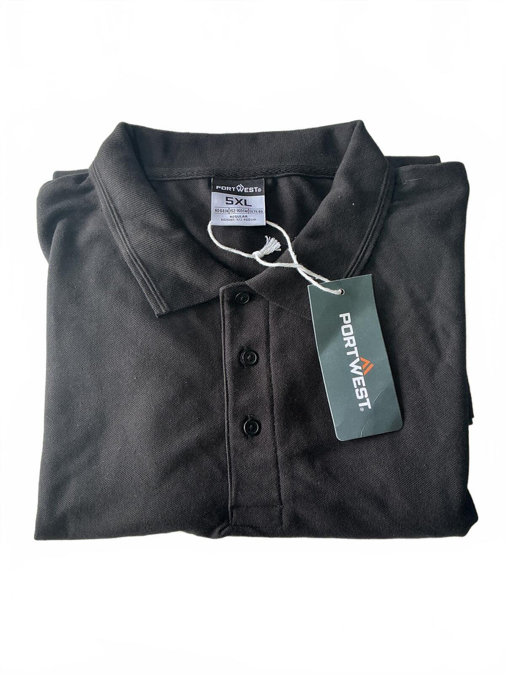 Portwest Naples Polo Shirt Black Size 5XL Large Comfortable Workwear