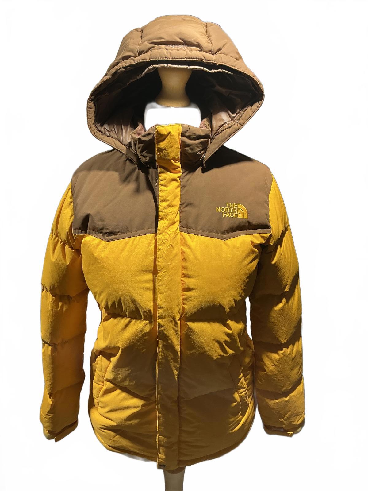 The North Face ladies Yellow and Brown Puffer Jacket with Hood