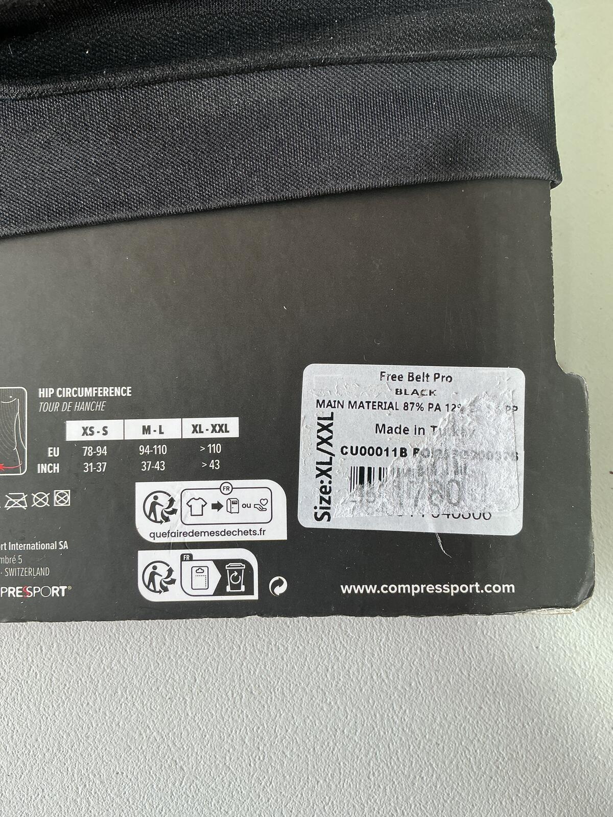 Compressport Free Belt Pro Running Belt Size XL/XXL Black High Capacity
