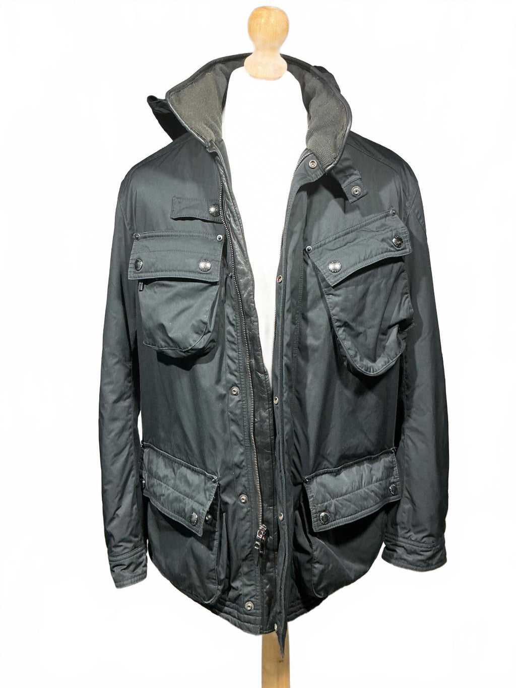 Black Men's Utility Ralph Lauren Jacket with Multiple Pockets and Hood