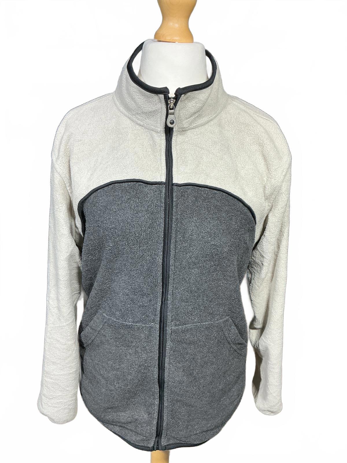 Ladies Two-Tone Grey Fleece Jacket with Full Zip