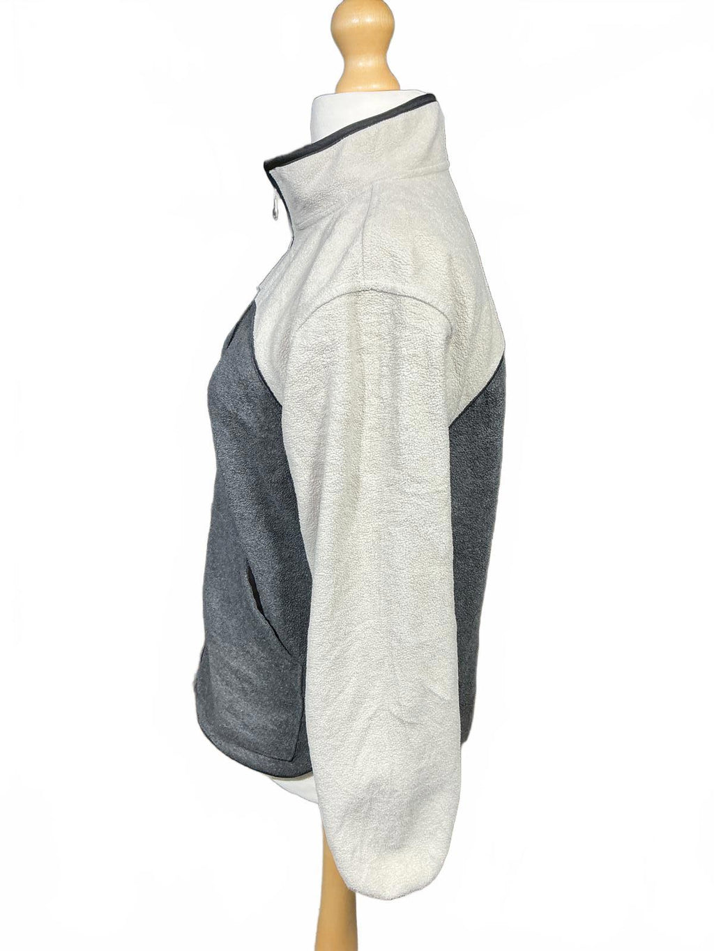 Ladies Two-Tone Grey Fleece Jacket with Full Zip