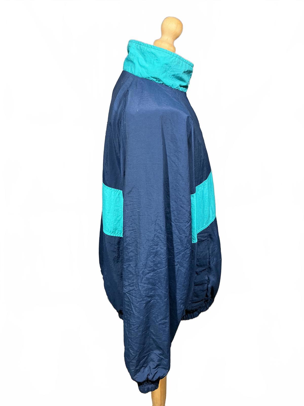 Men's Lands End Vintage Blue and Turquoise Windbreaker Jacket