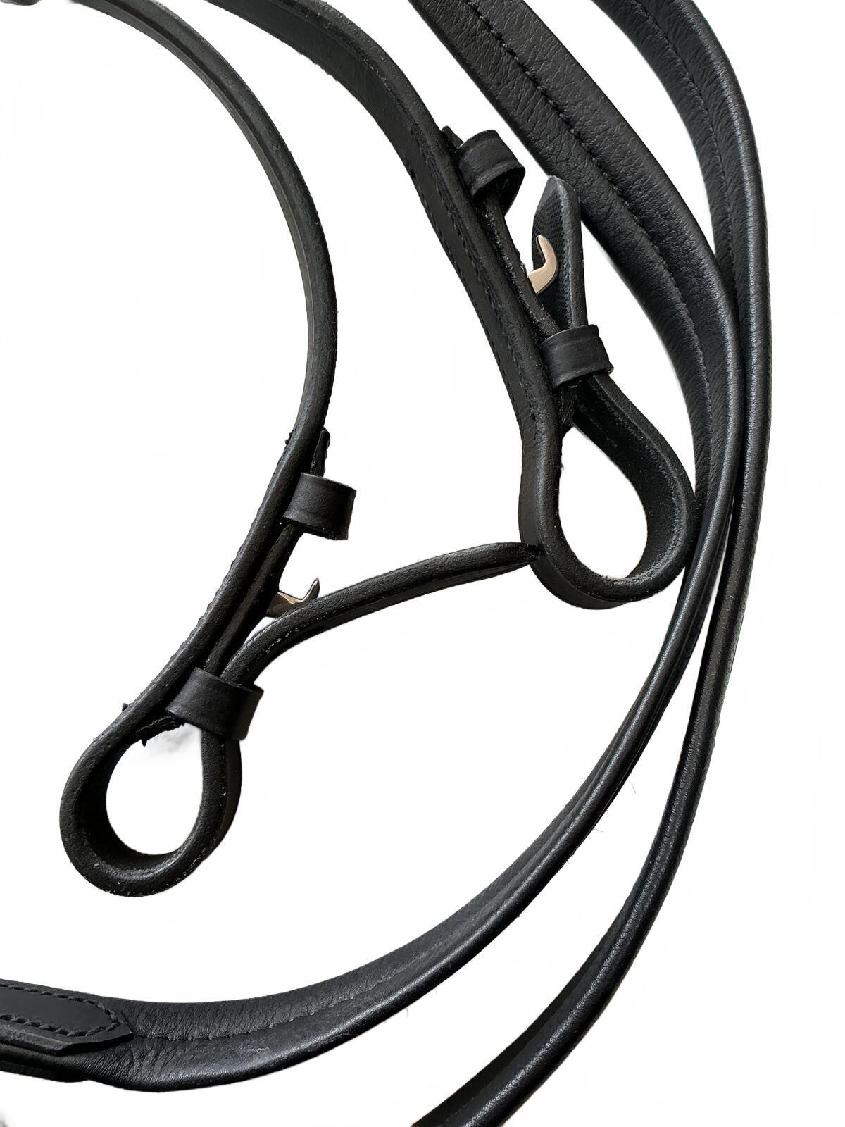 Rhinegold Black Leather Cob Horse Reins Adjustable Equestrian Tack