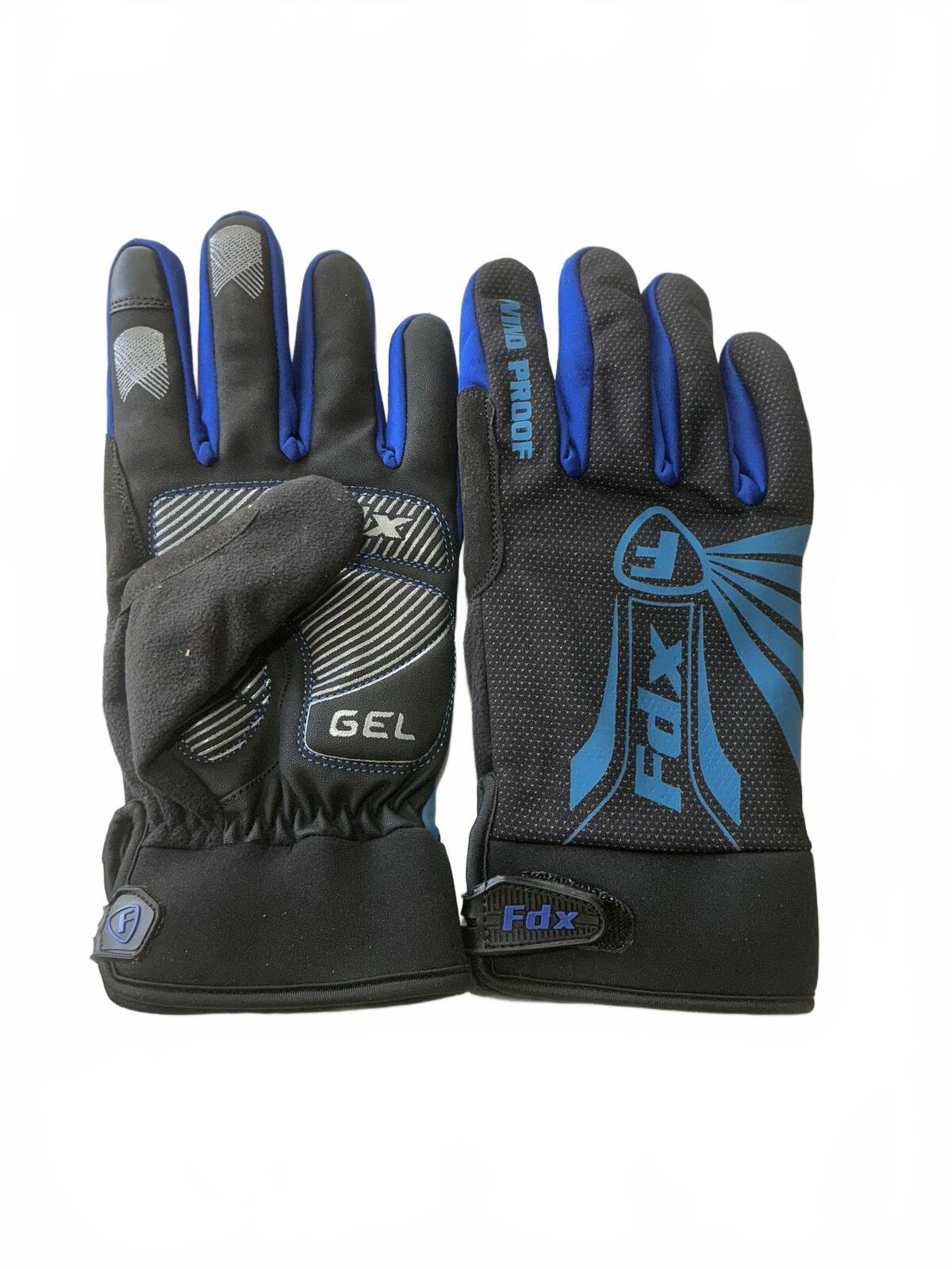 Fdx XXL Gel Padded Black and Blue bike Gloves with Wind Proof Feature