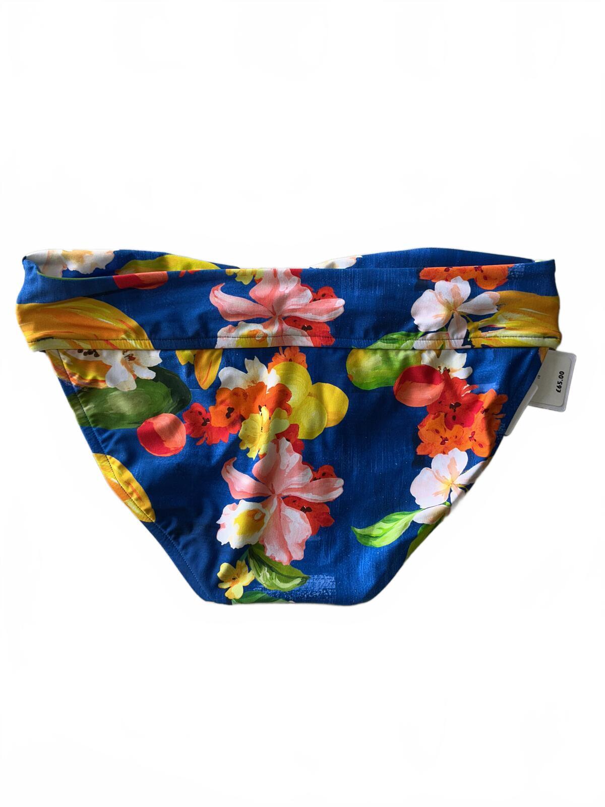 Seafolly Floral Bikini Bottoms Blue Size 10 Swimwear Beachwear