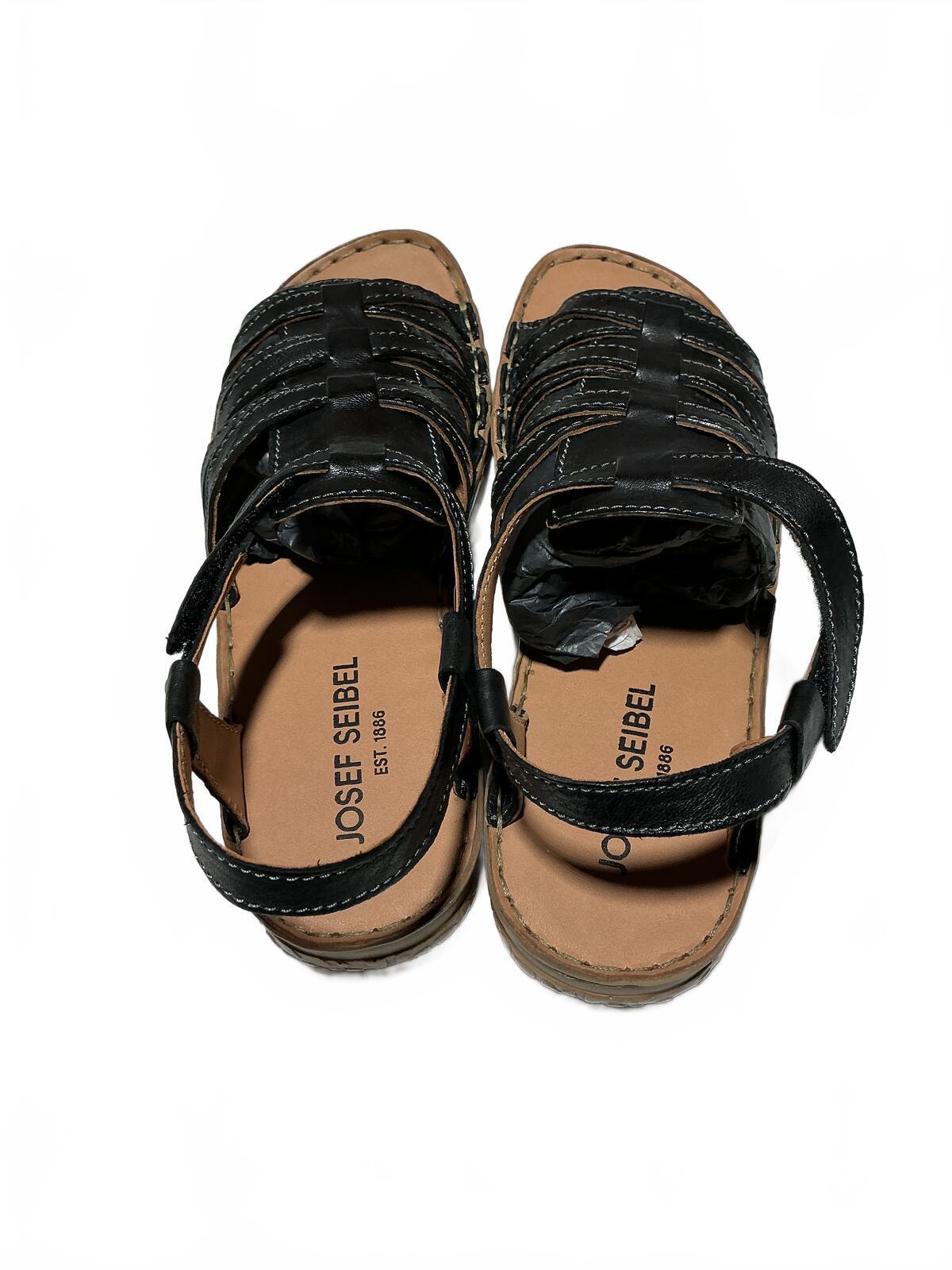 Josef Seibel Black Leather Sandals UK 5 / EU 38 - Adjustable Strap