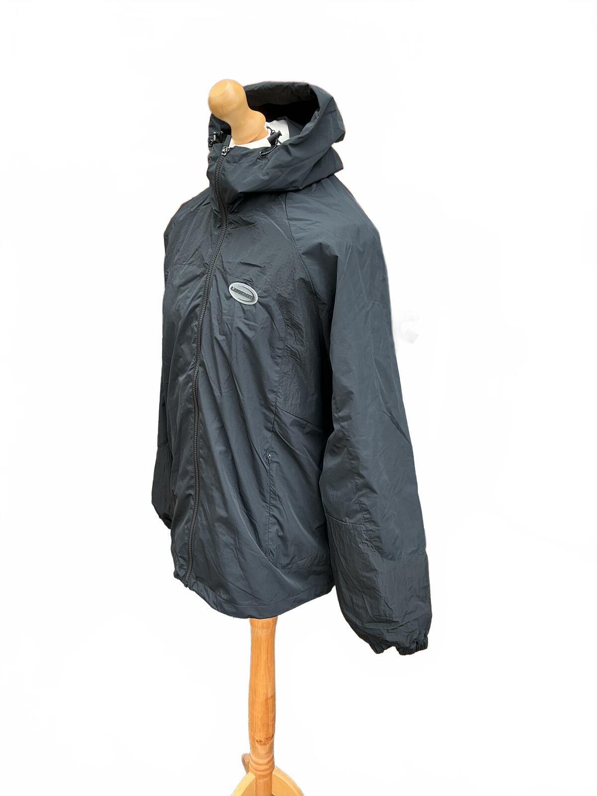 Lorenzo Black Windbreaker Hooded Jacket Size Regular XL Outdoor Coat