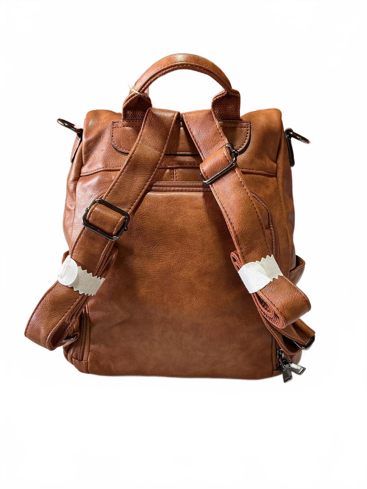 *NEW* Ravuo Brown Faux Leather Backpack Rucksack Laptop Bag Anti Theft 13hX10w