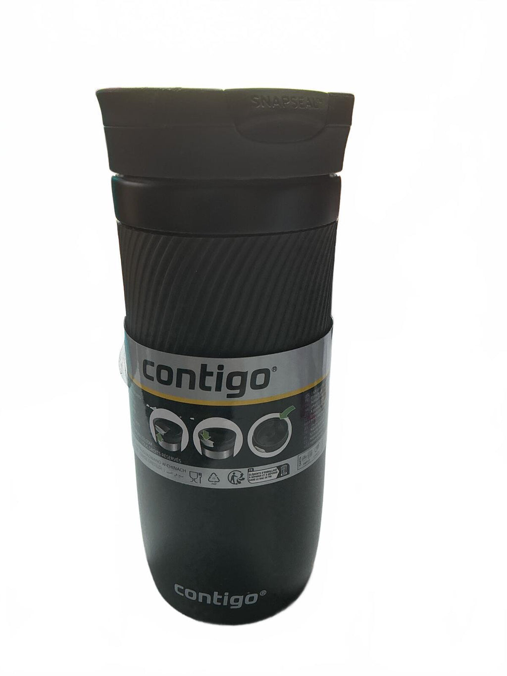 Contigo Byron SnapSeal Travel Mug 470 ml Black with Supersparrow 1L Waterbottle