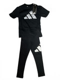 Adidas Glam Kids Black T-Shirt and Leggings Age 5-6 Comfortable Activewear