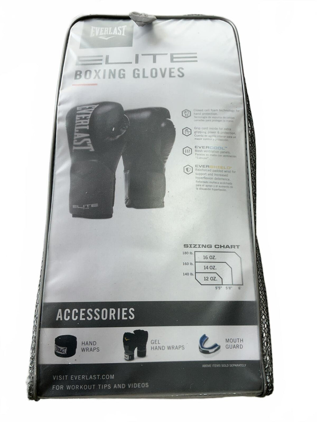 Everlast Elite Boxing Gloves Size 10oz Black and Grey