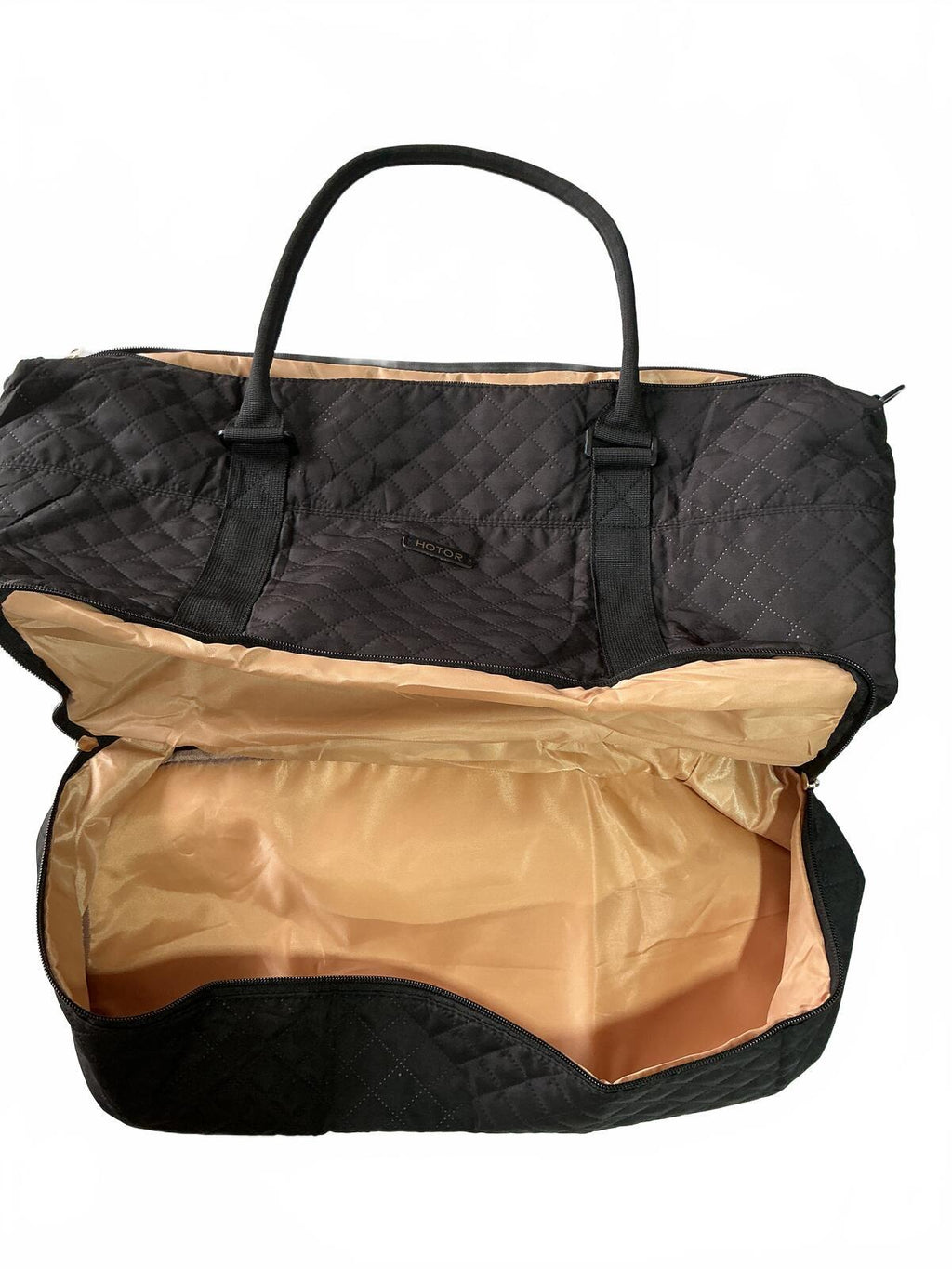 Hotor Large Black Quilted Travel Duffel Bag with Pouch