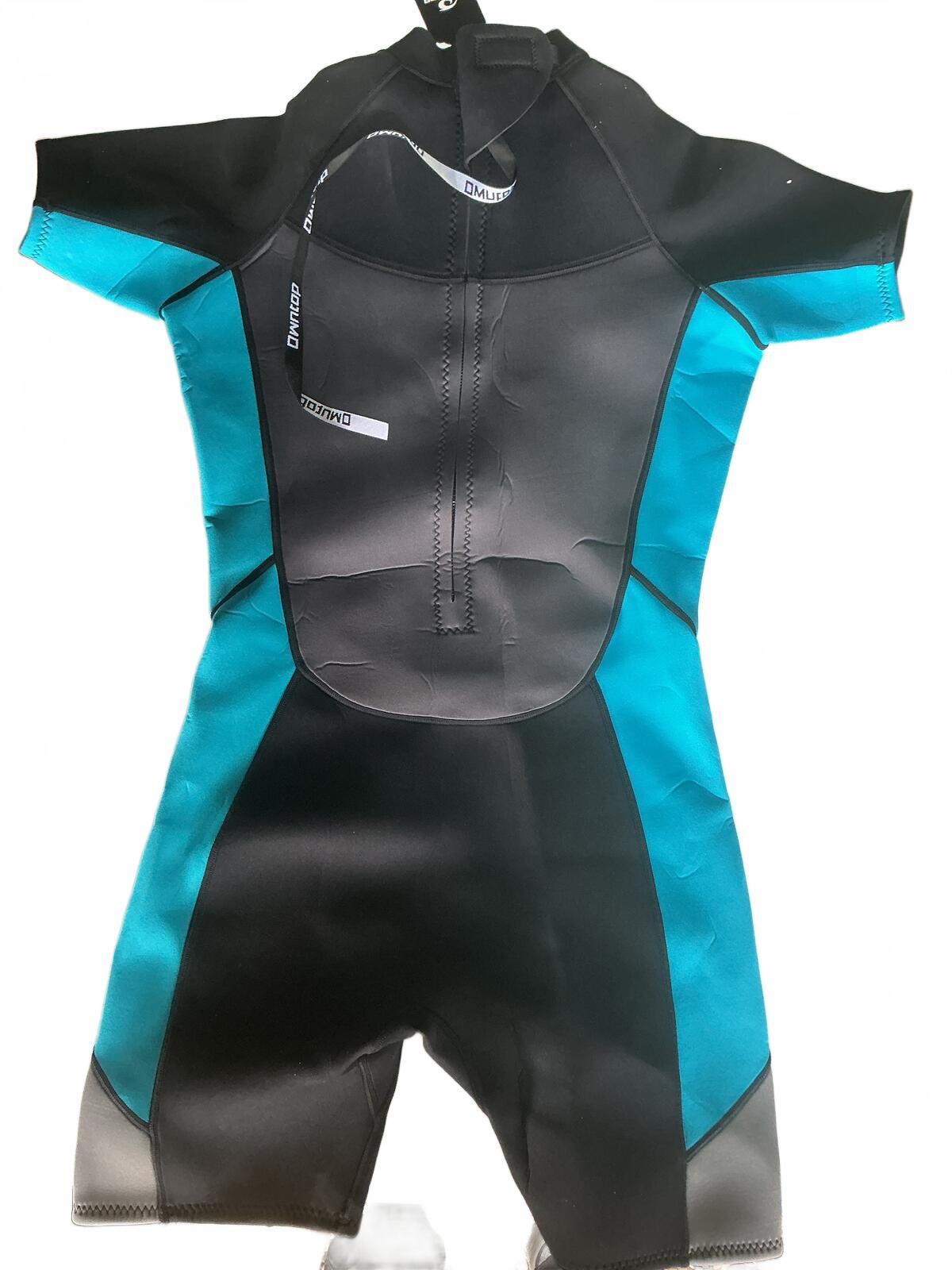 Owntop Short Sleeve Neoprene Wetsuit Size XXL Black and Blue Swimwear