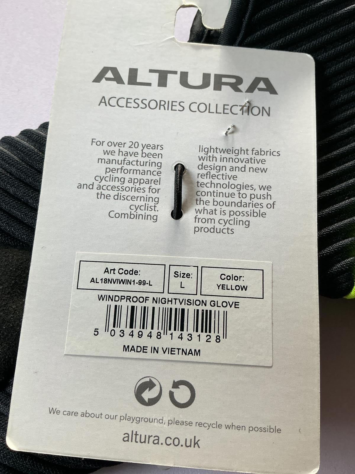 Altura Nightvision Cycling Gloves Size Large