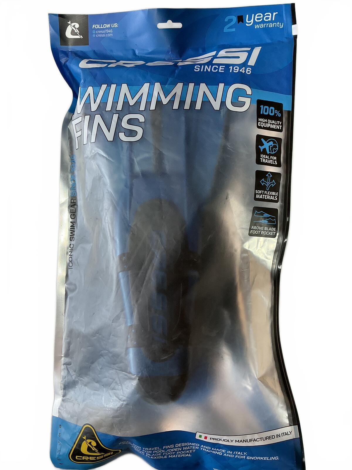 Cressi Agua Short Swimming Fins Size 5.5/6.5 39/40 Blue Comfortable Snorkeling