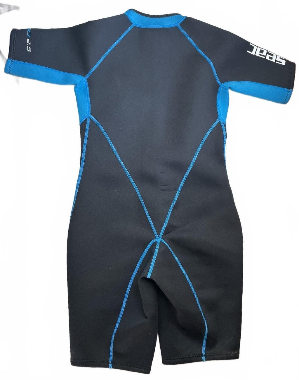 Seac Ciao Lady Wetsuit Women Size Large Black Blue 2.5mm Short Sleeve Front Zip