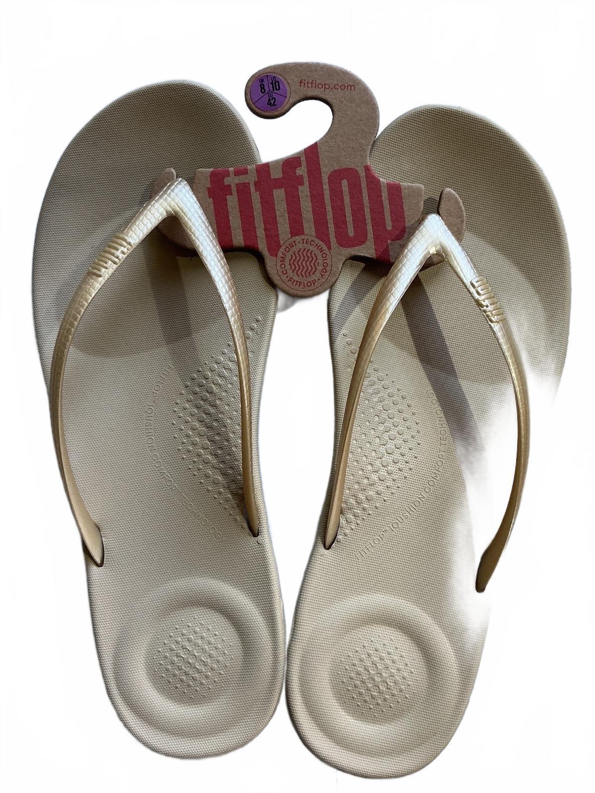 FitFlop IQushion Ergonomic Flip-Flops Gold UK 8 Comfortable Supportive
