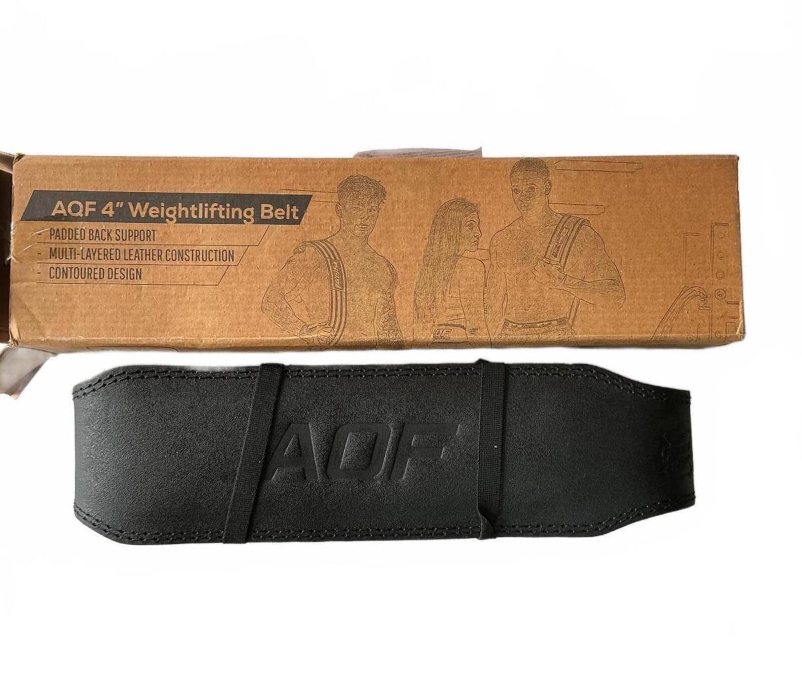 AQF 4 Inch Weightlifting Belt Padded Support Multi-Layered Leather Size M