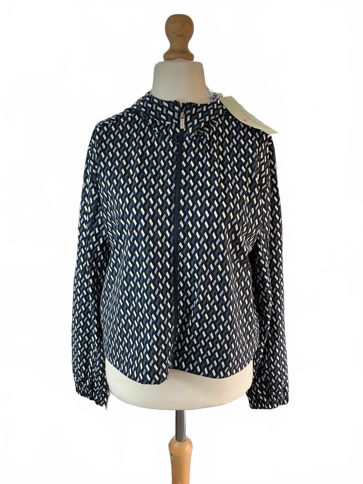 Sweaty Betty Explorer Cropped Zip Up Jacket Women S Blue Geo Print Ultra Light