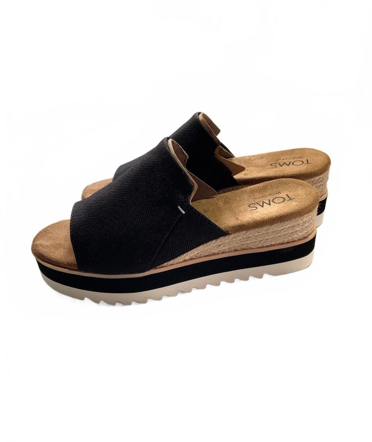 TOMS Women's Black Platform Slide Sandals Size 5uk Comfortable Stylish