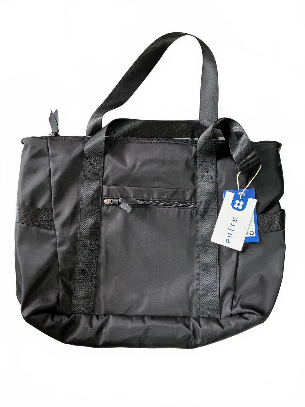 *NEW* Prite Black Nylon Tote Bag Large One Size Zip Shoulder Work Travel