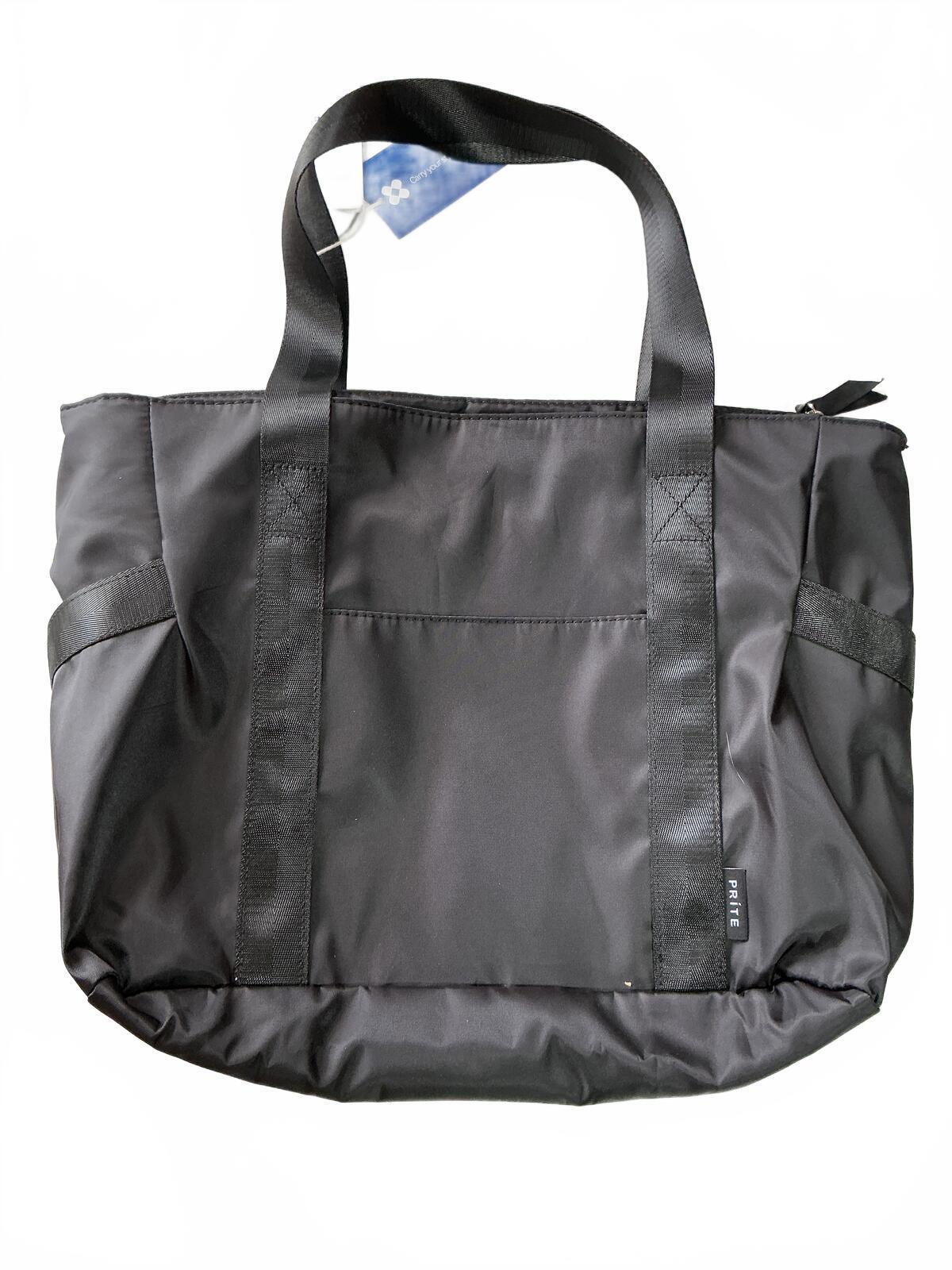 *NEW* Prite Black Nylon Tote Bag Large One Size Zip Shoulder Work Travel